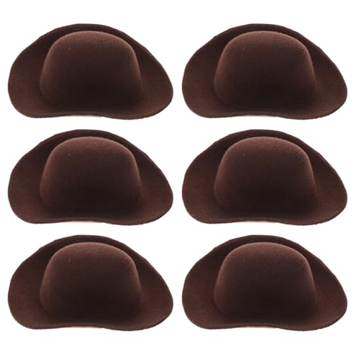 WOONEKY 6 Stück Mini Cowgirl Hüte Western Cowboy Mützen für Puppen Bastelprojekte und Flaschen Dekoration Langlebige DIY Accessoires für Partys und Fotografie von WOONEKY
