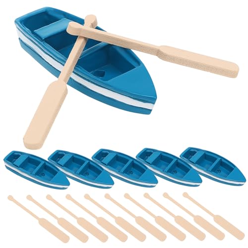 WOONEKY 6 Stück Mini Holzboot Deko Teiliges mit Ruderboot Modellen und Holz Paddeln für Nautische Raumdekoration für Schreibtisch und Regale WOONEKY 6 Stück Mini Holzboot Deko Teiliges mit Ruderboot Modellen und Holz Paddeln für Nautische Raumdekoration für Schreibtisch und Regale von WOONEKY
