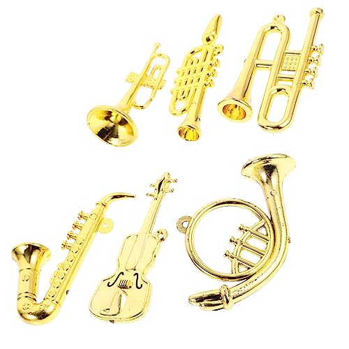 WOONEKY 6 Stück Miniatur Musikinstrumente Teiliges für Puppenhaus Mini Trompete Mini Saxophon Weihnachtsbaum Deko Kunststoff Instrumente für Kinderzimmer und Spielzeugdekoration WOONEKY 6 Stück Miniatur Musikinstrumente Teiliges für Puppenhaus Mini Trompete Mini Saxophon Weihnachtsbaum Deko Kunststoff Instrumente für Kinderzimmer und Spielzeugdekoration von WOONEKY