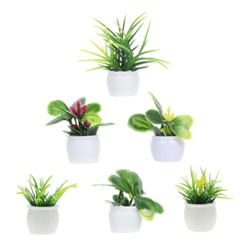 WOONEKY 6 Stück Miniatur Pflanzenmodell Teiliges aus Kunstpflanzen für Puppenhaus Dekoration Realistische Bonsai Figuren Innen und Garten Deko Langlebig und Modern von WOONEKY