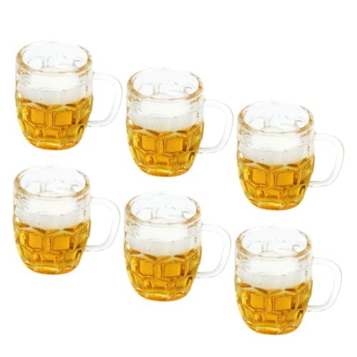 WOONEKY 6 Stück Simulationsbier, Mini Bierkrüge, Dekorationen, Heimdekoration, Getränke Bierbecher Modell, Mini Bier Schnapsgläser, Foto Requisiten, Szene Schmückt Kleine Bierkrüge, Harz, von WOONEKY