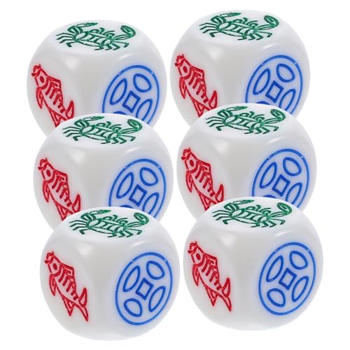 WOONEKY 6 Stück Teiliges Fisch Garnelen Krabben Würfel Resin Würfel Partyspiel Zubehör für Zuhause Bar Ktv Leichte Handliche Spielwürfel für Gesellige Trinkspiele von WOONEKY