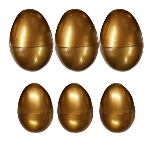 WOONEKY 6 Stück Teiliges Goldene Ostereier aus Kunststoff Kreative Verpackung für Ostern für Eiersuchen Dekorationen und Preisboxen für Feiertagsfeiern von WOONEKY