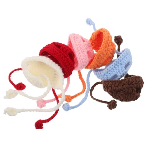 WOONEKY 6 Stück Teiliges Kleine Gestrickte Mützen für Puppen und Haustiere Atmungsaktive Mini Beanies für DIY Bastelprojekte Vielseitige Weihnachtsdekorationen Leichte und Kompakte von WOONEKY