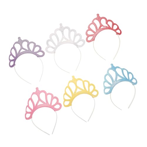 WOONEKY 6 Stück Teiliges Mädchen Stirnband mit Glitzernder Prinzessinnenkrone Leichter und Bequemer Haarschmuck für Geburtstagsfeiern Partys und Festliche Anlässe für Outdoor und Alltag von WOONEKY