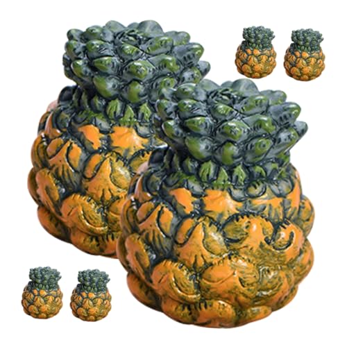 WOONEKY 6 Stück Teiliges Mini Künstliche Ananas aus Harz Realistische Kleine Frucht Deko Widerstandsfähig gegen Verformung als Foto Requisit und Wohnaccessoire von WOONEKY