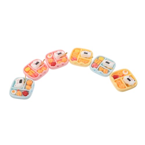 WOONEKY 6 Stück Teiliges Miniatur Bento Sushi aus Hochwertigem Resin Detailgetreue Miniatur Mittagessenmodelle Niedliche Japanische Essensdekorationen für Puppenhaus für Miniaturküchen und von WOONEKY