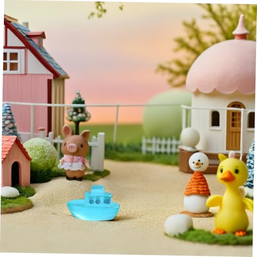 WOONEKY 6 Stück Teiliges Miniatur Boote aus Stabilem Resin Leuchtend im Dunkeln Detailgetreu Gestaltet für Puppenhaus Mikro Garten Küstendekoration Geschenkidee für Bastler und Sammler von WOONEKY