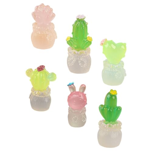 WOONEKY 6 Stück Teiliges Miniatur Kaktus aus Langlebigem Resin Realistische Kleine Pflanzenfiguren für Garten Auto Tisch und Wohnraumdekoration Leicht und Vielseitig Einsetzbar von WOONEKY