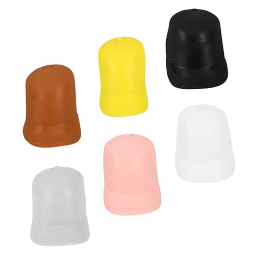 WOONEKY 6 Stück Teiliges Miniatur Peaked Caps für Puppen Bunte Puppenhüte als Zubehör für Puppenhäuser DIY Dekoration und Fotorequisiten von WOONEKY