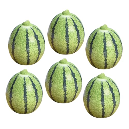 WOONEKY 6 Stück Teiliges Miniatur Wassermelonen aus Harz Detailreiche Künstliche Fruchtmodelle Realistische Mini Deko für Puppenhaus DIY Bastelzubehör Farbenfrohe Tischdekoration von WOONEKY