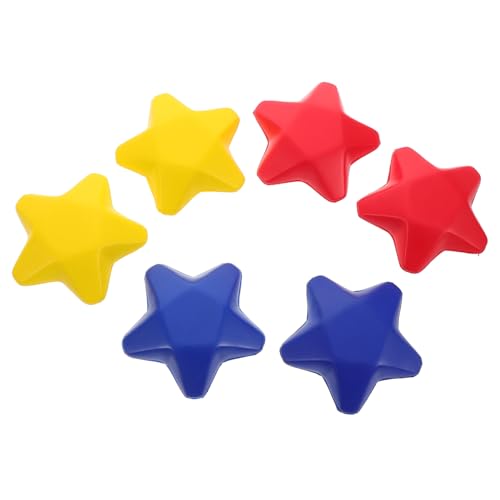 WOONEKY 6 Stück Teiliges PU Stern Stressbälle in Gelb Rot Blau Weiche Formbare Antistress Squishy Spielzeuge für Erwachsene für Klassenzimmer und Büro Sensorisches Fidget Toy von WOONEKY