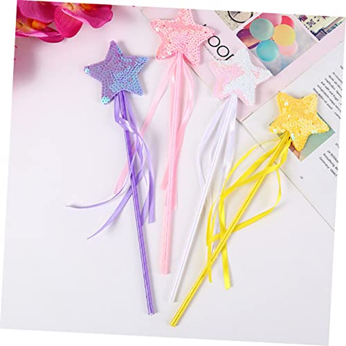 WOONEKY 6 Stück Teiliges Pailletten Zauberstäbe Sternform Glitzernde Fee Zauberstab für Mädchen Geburtstagsfeier Halloween Cosplay von WOONEKY
