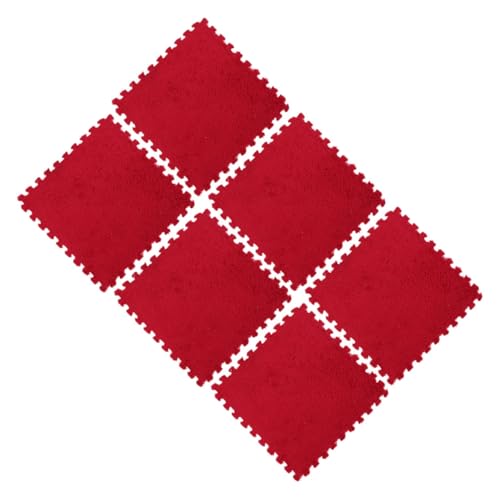 WOONEKY 6 Stück Teiliges Puzzle bodenkissen aus Flauschigem Eva Material Flexible Tragbare Spielmatte mit Komfortabler Polsterung rutschfest für Zuhause Schule und Büro Rot von WOONEKY