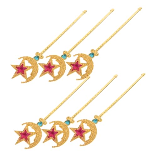 WOONEKY 6 Stück Teiliges Sternstäbe Glitzernde Feenstäbe mit Sternspitze für Mädchenspiele Prinzessinnen Kostüm Kinderfest und Tanzparty Zubehör für Fantasievolles Rollenspiel von WOONEKY