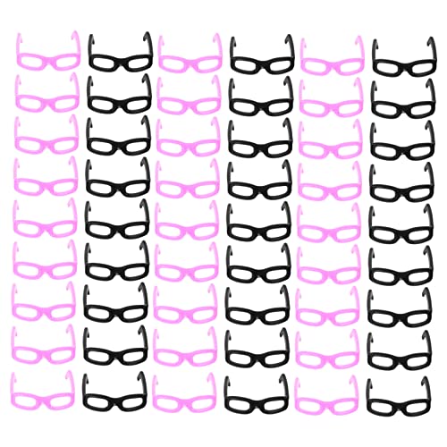 WOONEKY 60 Stück Mini Puppen Sonnenbrillen Dekorative Accessoires für Fotografie und Puppenhaus Schwarze und Brillen für Kindergeburtstage und Bastelprojekte von WOONEKY
