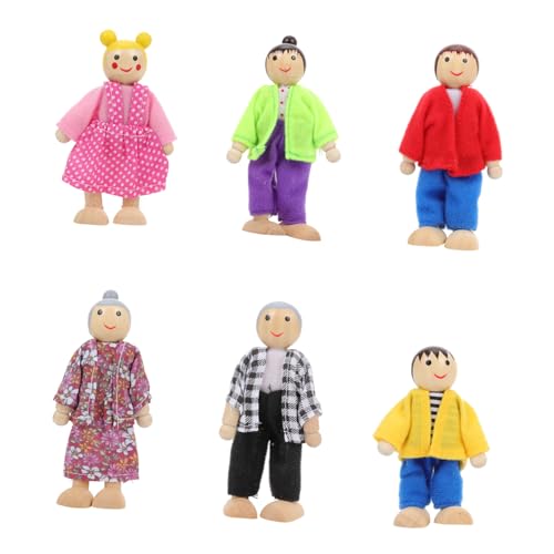 WOONEKY 6st Puppe Strumpf Glücklich Miniaturdekoration Mini-actionfiguren Holzdekor Weihnachtsdekoration Fantasievolles Spielspielzeug Weihnachten Holzspielzeug Asien Textil- Hölzern von WOONEKY