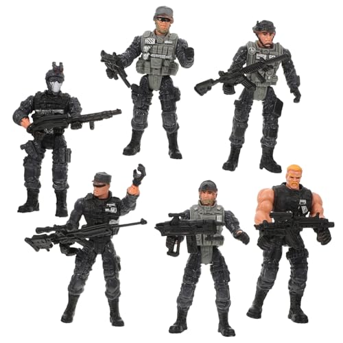 WOONEKY 6pcs Soldier Figurin Spielzeug Waffenmodelle Militärische Figurenmodelle Plastikmodell Kit von WOONEKY