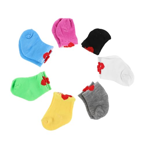 WOONEKY 7 Paare Puppensocken für Doll Weiche Maßgeschneiderte Strümpfe Vielseitiges Zubehör für Sammelfiguren und Rollenspiele Bunte Farbmischung von WOONEKY