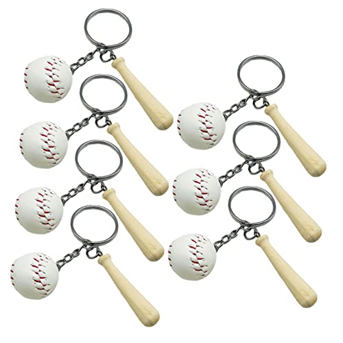 WOONEKY 7 Stück Schlüsselbunddekoration Baseball Schlagballschläger Schlüsselkette Schlüssel Zubehör Fledermäuse Schlüsselanhänger Klein Dekorate Für Sport-souvenirs Holz Weiß von WOONEKY