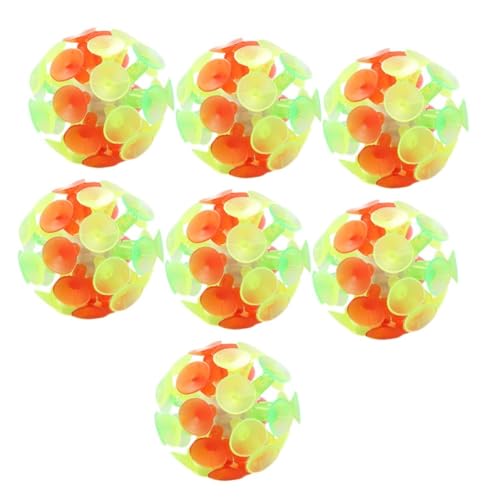 WOONEKY 7 Stück Teiliges Leuchtende Saugnapf bälle Klebriger Oberfläche für Jungen und Mädchen Stressabbauende Sprungbälle für Familienparty und Interaktive Eltern junge Mädchen spiele von WOONEKY