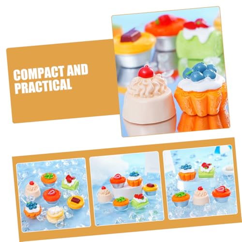 WOONEKY 7 Stück Teiliges Miniatur Realistische Spielzeugdesserts Detailreiche Künstliche Kuchen und Früchte Dekoration für Puppenhäuser und DIY Bastelprojekte für Kreative Bastler von WOONEKY