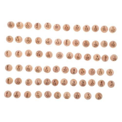 WOONEKY 75 Stück Teiliges Set Holz Bingokugeln mit Klar Gravierten Zahlen Langlebig und Leicht für Indoor und Outdoor Unterhaltung Team Events und Familienspiele von WOONEKY