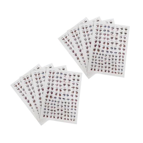 WOONEKY 8 Blatt DIY Aufkleber für Puppenaugen Selbstklebende Cartoon Augen Decals für Kreative Bastelprojekte für Tonpuppen und Resin Kunstwerke Einfach Anzuwenden und Langlebig von WOONEKY