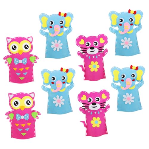 WOONEKY 8 Sätze Teiliges DIY Handpuppen Bastelset für Stofftier Motiv Kreatives Nähspielzeug Fantasie Geduld und Geschicklichkeit für Jungen und Mädchen von WOONEKY