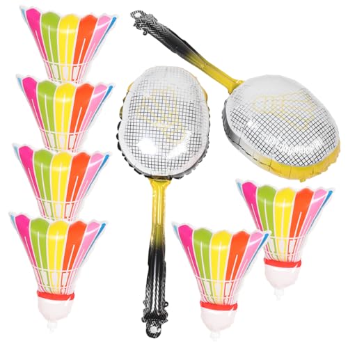 WOONEKY 8 Stück Badminton Ball Folienballons Aufblasbare Partydekorationen für Sportevents Geburtstagsfeiern und Hochzeiten Farbenfrohe Aluminium Folienballons für Feierliche Anlässe von WOONEKY