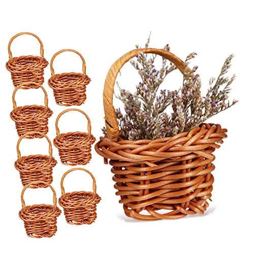 WOONEKY 8 Stück Miniatur Korb Teiliges aus Entzückenden Handgeflochtenen Mini Baskets für Puppenzubehör und Dekoration von Miniaturgärten für DIY Projekte und Kinderzimmer von WOONEKY