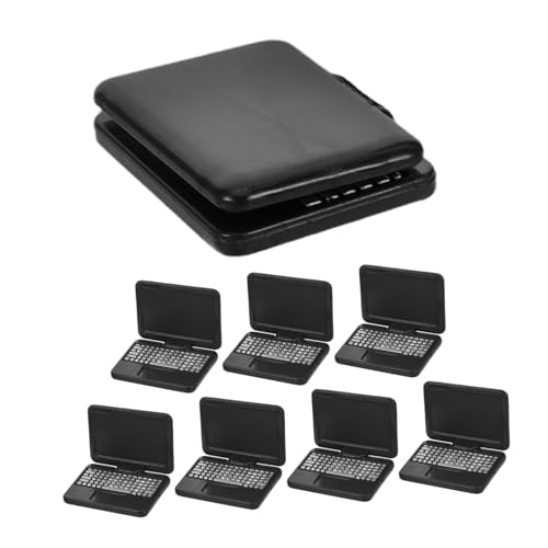 WOONEKY 8 Stück Puppenhaus Computer Computer Miniatur Laptop Miniatur Laptop Elektronik Mini Für Mädchen Mini Notebook Ständer Schwarzer von WOONEKY