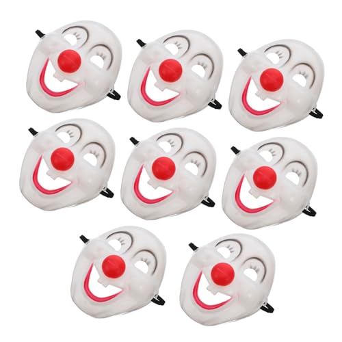 WOONEKY 8 Stück Teiliges Clown Masken aus PVC Volle Gesichtsbedeckung mit Fröhlichem Lächeln Wiederverwendbar und Leicht zu Reinigen für Karneval Fasching Halloween und Maskenball Geeignet von WOONEKY