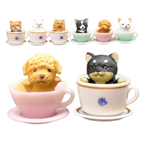 WOONEKY 8 Stück Teiliges Kleine Realistische Katzen Hunde-Figuren im Becher Niedliche Miniatur-tierornamente aus Robustem PVC Vielseitig für Kuchen-deko Puppenhaus und WOONEKY 8 Stück Teiliges Kleine Realistische Katzen Hunde-Figuren im Becher Niedliche Miniatur-tierornamente aus Robustem PVC Vielseitig für Kuchen-deko Puppenhaus und von WOONEKY