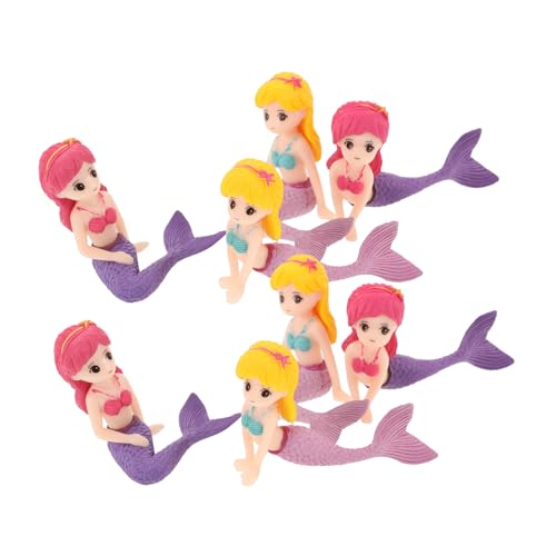 WOONEKY 8 Stück Teiliges Meerjungfrau Deko Resin Figuren für Kuchen und Tischdekoration Miniatur Ocean Ornamente Ergänzung für Meerjungfrau Themenpartys von WOONEKY
