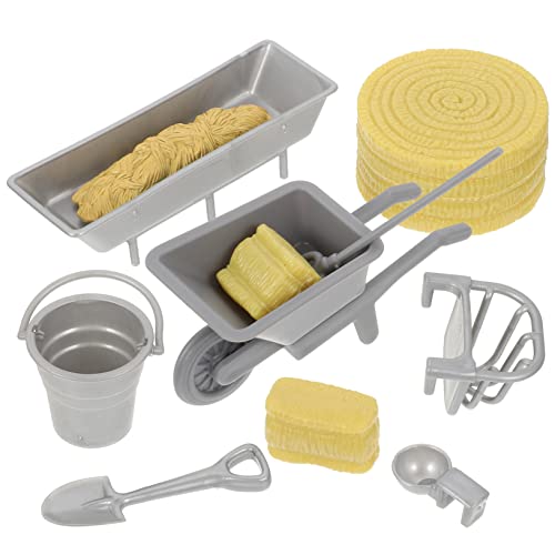 WOONEKY 8 Stück Teiliges Mini Bauernhofspielzeug für Jahre Realistische Farm Accessoires für Sandtisch und Puppenhaus Langlebig Leicht und Tragbar für Rollenspiele und Dekoration von WOONEKY
