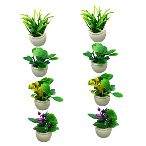 WOONEKY 8 Stück Teiliges Miniatur Pflanzen Realistische Mini Topfpflanzen für Puppenhaus Dekoration Kleine Garten Ornamente Tischmittelstück Künstliche Zimmerpflanzen für Wohnaccessoires von WOONEKY