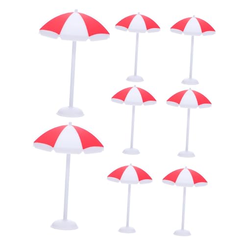 WOONEKY 8stücke Miniatur-Regenschirm-Sonnenschirm Für Puppenhaus Strand-Dekoration Miniatur-sonnenschirme Aus Kunststoff Landschaftszubehör Zum Basteln Strandszene-Regenschirm-dekor von WOONEKY