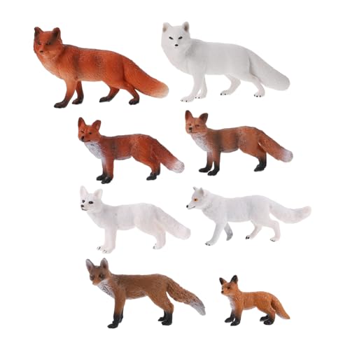 WOONEKY 8 Stück Teiliges Realistisches Fuchsmodell Detailreiche Tierfiguren als Kindgerechtes und Dekorative Desktop Deko für Zuhause Büro und Partygestaltung von WOONEKY