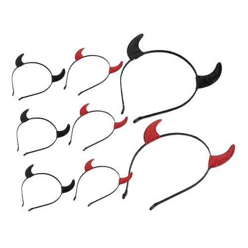 WOONEKY 8 Stück Teiliges Teufelshörner Stirnband Glitter Halloween Haarreif Leichte Dämonen Hörner Kopfbedeckung für Kostüm Party Verstellbar für Cosplay und Maskerade von WOONEKY