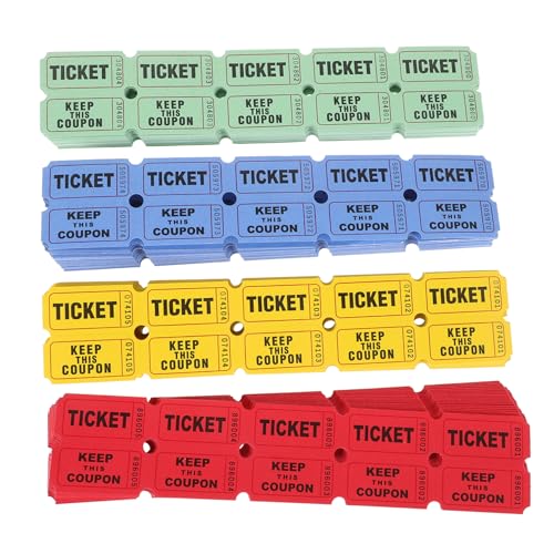 WOONEKY 800 Stück Mehrfarbige Papiertickets für Veranstaltungen Raffle Lose Party Tombola Ziehung Spiele mit Langlebigem Papiermaterial für Karneval Events von WOONEKY