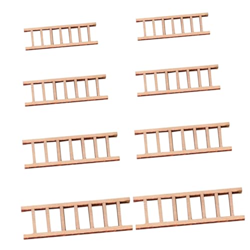 WOONEKY 8Stücke Holzleiter für Puppenhaus und Mikro Landschaft Realistische Mini Möbel für Garten Deko und Puppenmöbel für Kreative Arrangements von WOONEKY