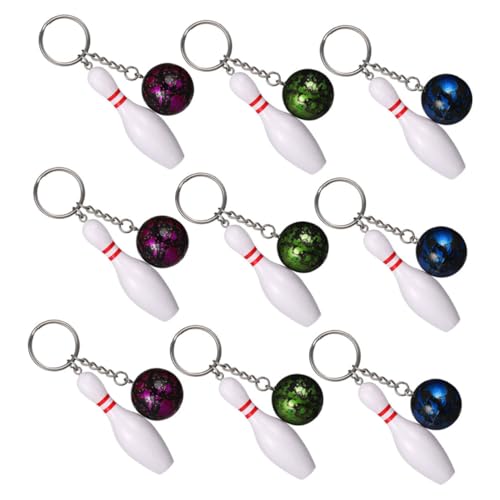 WOONEKY 9 Stück Bowling Schlüsselanhänger Bunte Miniatur Bowlingkugeln für Bowling Modisches Accessoire und Geschenkidee für Sportevents und Kindergeburtstage von WOONEKY