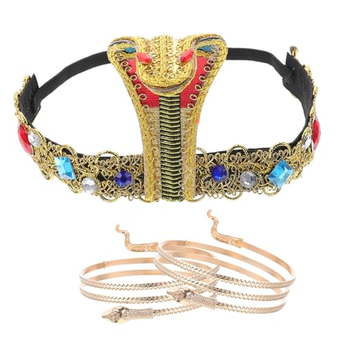WOONEKY Ägyptisches Kostümzubehör Teiliges Schlangen mit Schlangen Stirnband und Dekorativen Armbändern für Damen Halloween Karneval Party Cosplay WOONEKY Ägyptisches Kostümzubehör Teiliges Schlangen mit Schlangen Stirnband und Dekorativen Armbändern für Damen Halloween Karneval Party Cosplay von WOONEKY
