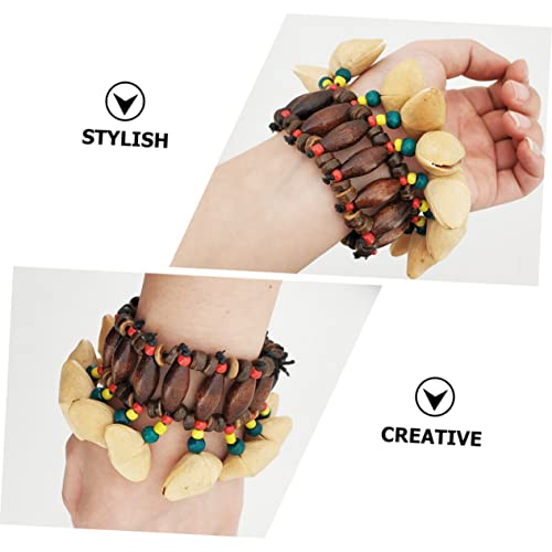 WOONEKY Afrikanischer Tribalshell Armband Handglocke Trommel Glockenspiel für Mädchen und Frauen Stilvoll Langlebig Einfach Anzuziehen für Tanz und Musikspaß von WOONEKY