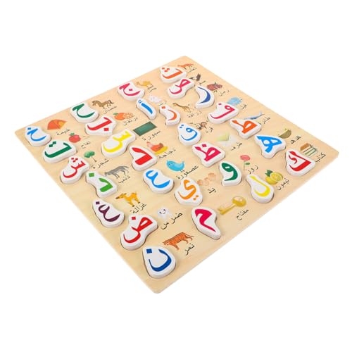 WOONEKY Arabisches Alphabet Puzzlebrett aus Holz Lernspielzeug für Kleinkinder Sicheres und Matching Spiel Frühen Bildung Geeignet für Junge Mädchen Unterstützt Arabisch Lernen von WOONEKY