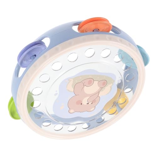 WOONEKY Babytamburin Handtrommel mit Niedlichem Cartoon Motiv Leichtes Musikinstrument für Frühe Musikalische Rhythmusförderndes für Kleinkinder und Partygebrauch von WOONEKY