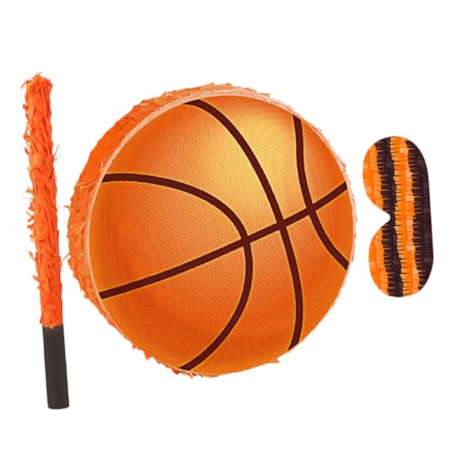 WOONEKY Basketball Pinata aus Karton mit Stick und Augenbinde Bunte Krepppapier-dekoration Einfach zu Befüllen mit Süßigkeiten Robustes Sport-motto Partyspiel für Kindergeburtstag WOONEKY Basketball Pinata aus Karton mit Stick und Augenbinde Bunte Krepppapier-dekoration Einfach zu Befüllen mit Süßigkeiten Robustes Sport-motto Partyspiel für Kindergeburtstag von WOONEKY