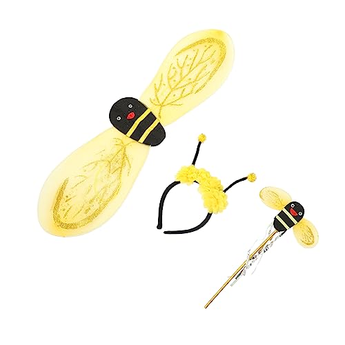 WOONEKY Bienen Flügel Set für Mädchen Teiliges Kostümzubehör mit Feenstab Leichte und Sichere Party Dekoration für Kostümpartys Konzerte und Fotografie von WOONEKY