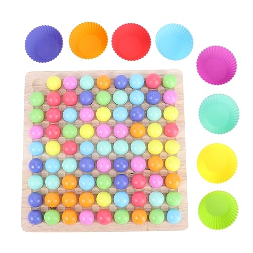 WOONEKY Buntes Holzperlen Spielset für Pädagogisches Kugel Puzzle Fördert Farbenerkennung und Entdeckungsfähigkeit Interaktives Eltern Junge Mädchen für Jungen und Mädchen von WOONEKY